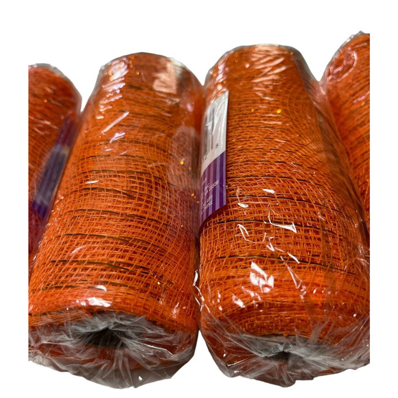 Crafters Square Halloween Orange Decorative 4 Mesh Ribbon 6 in.x 5 yd Rolls New! - Picture 3 of 3